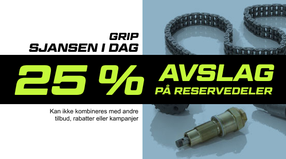 Få 25 % AVSLAG på reservedeler